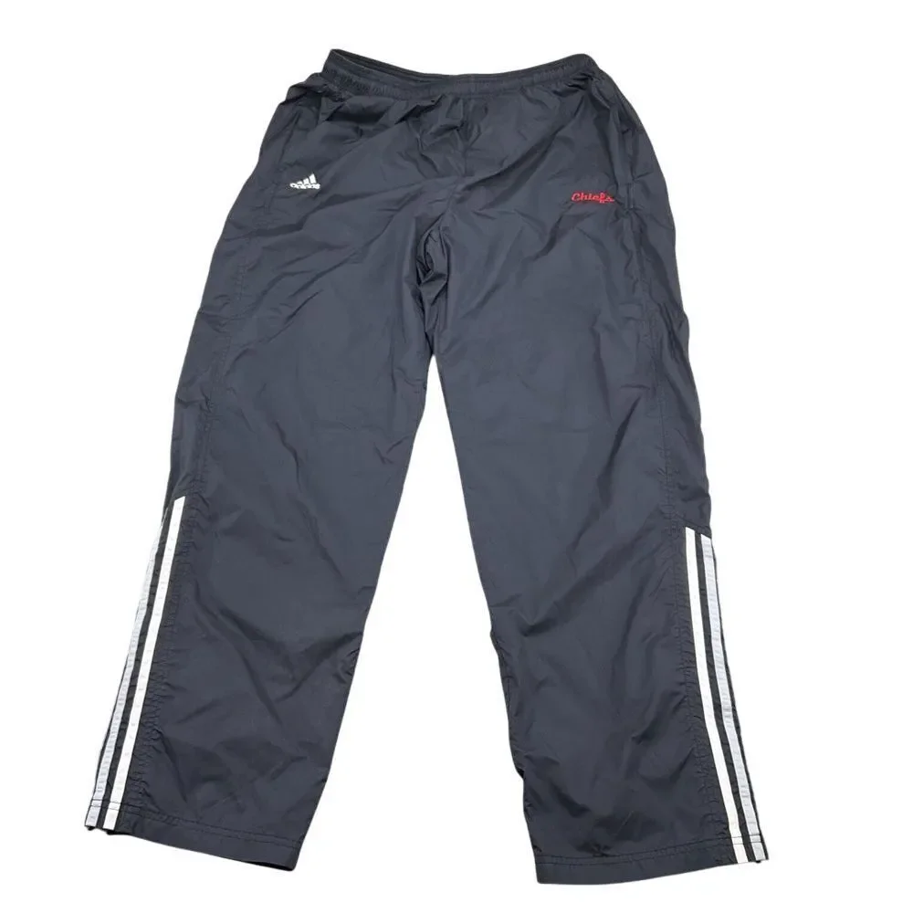 Adidas Track Pants Adult XLarge 32W x 32L Black‎ CHIEFS 3 Stitch Stripe Nylon